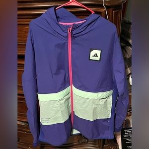 Brand new women’s adidas xl long sleeve full zip up windbreaker jacket!